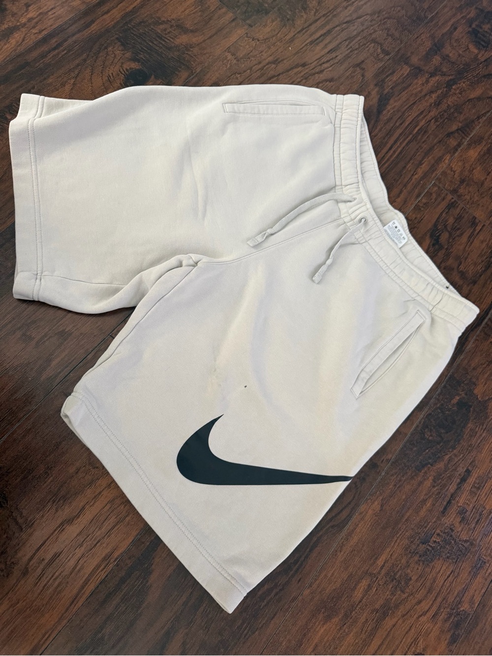 Nike Kids Tan Sweatshorts with Black Swoosh